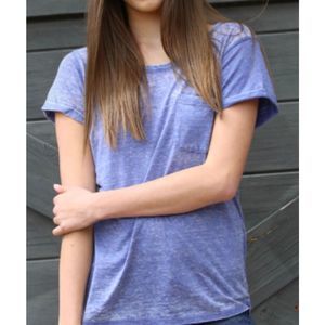 Angie Women's Soft-Washed Pocket Tee Heather Blue and Black Large Set Of 2